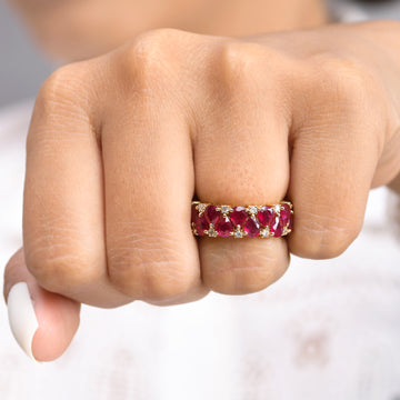 Ruby Pear and Diamond Ring