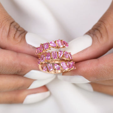 Pink Sapphire Mix Shape Spiral Ring