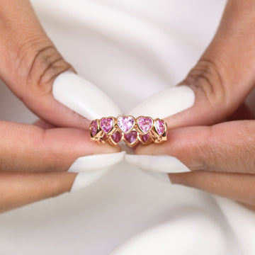 Pink Sapphire Heart Bezel Set Ring
