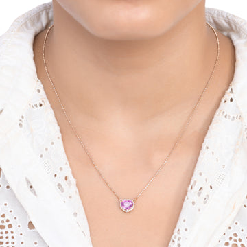 Pink Sapphire Heart and Diamond Pendant