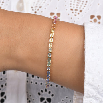 Rainbow Sapphire Small Octagon Pastel Bracelet