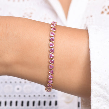 Pink Sapphire Heart Bracelet