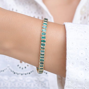 Emerald Octagon Bezel Set Bracelet (Small)