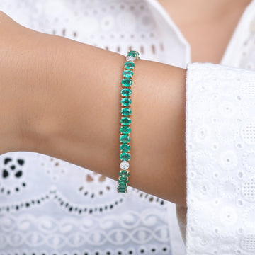 Emerald Oval And Diamond Bracelet