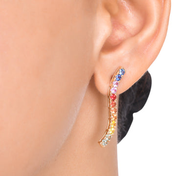 Rainbow Sapphire Wave Earring