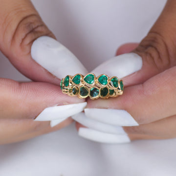 Emerald Heart Bezel Set Ring