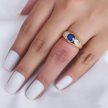 Blue Sapphire Oval Diamond Pear Chunky Ring