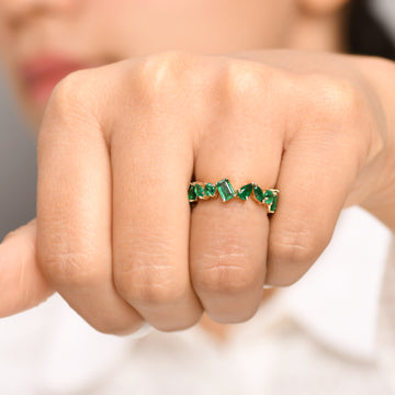 Emerald Mix Shape Eternity Band Ring