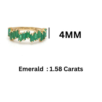 Emerald Baguette Stacking Ring Gold – Natural Emerald Band | Jewels Park