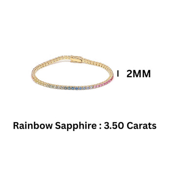 Rainbow Ombre Sapphire Tennis Bracelet Gold  – Dainty Color Gradient Gemstone Bracelet by Jewels Park