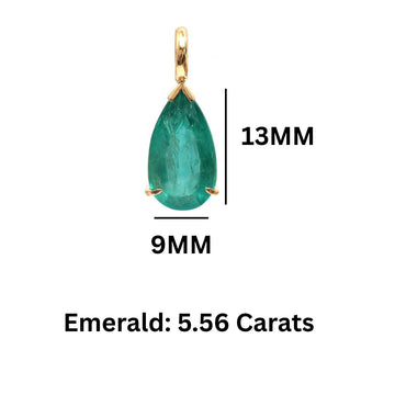 Emerald Big Teardrop Pendant – Natural Pear Emerald Solitaire – Minimal Fine Jewelry