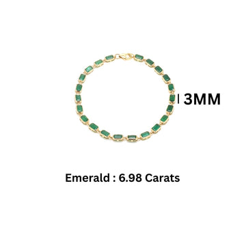 Emerald Tennis Bracelet Gold | Natural Emerald Octagon Cut Bracelet | Jewels Park