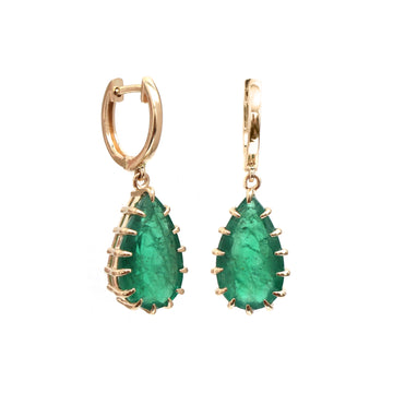 Emerald Pear Antique Multi Prong Earring