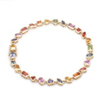 Rainbow Sapphire Mix Shape Bezel Set Bracelet