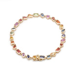 Rainbow Sapphire Mix Shape Bezel Set Bracelet