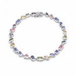 Rainbow Sapphire Mix Shape Bezel Set Bracelet