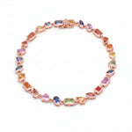 Rainbow Sapphire Mix Shape Bezel Set Bracelet