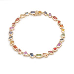 Rainbow Sapphire Mix Shape Bezel Set Bracelet