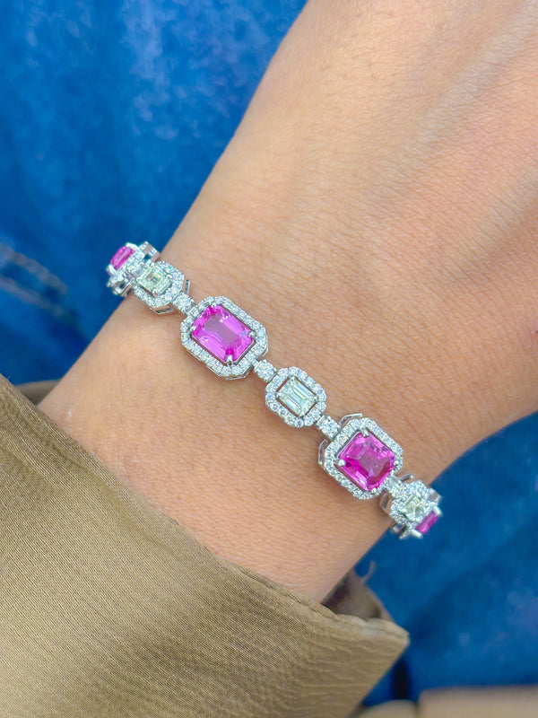 Pink Sapphire Diamond Bracelet