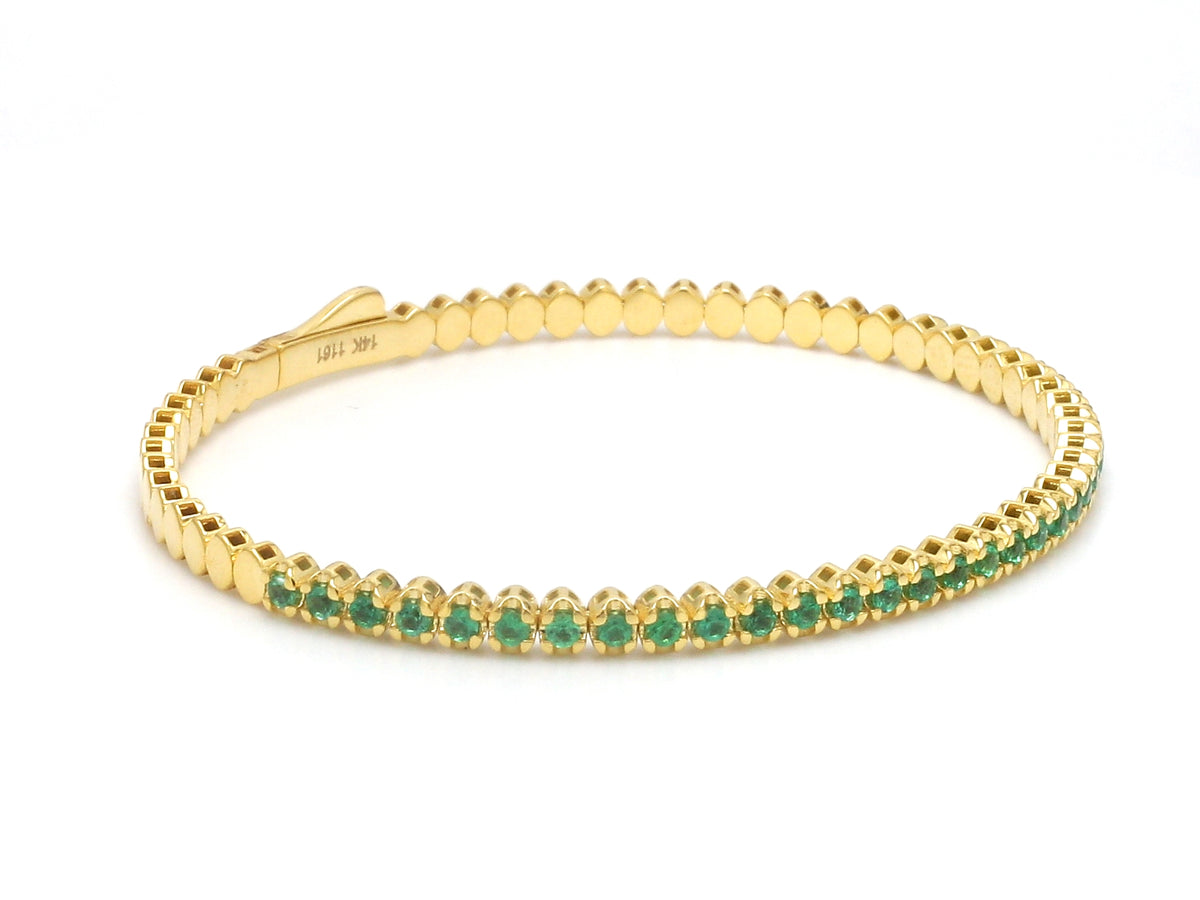 Emerald Round Bangle Bracelet