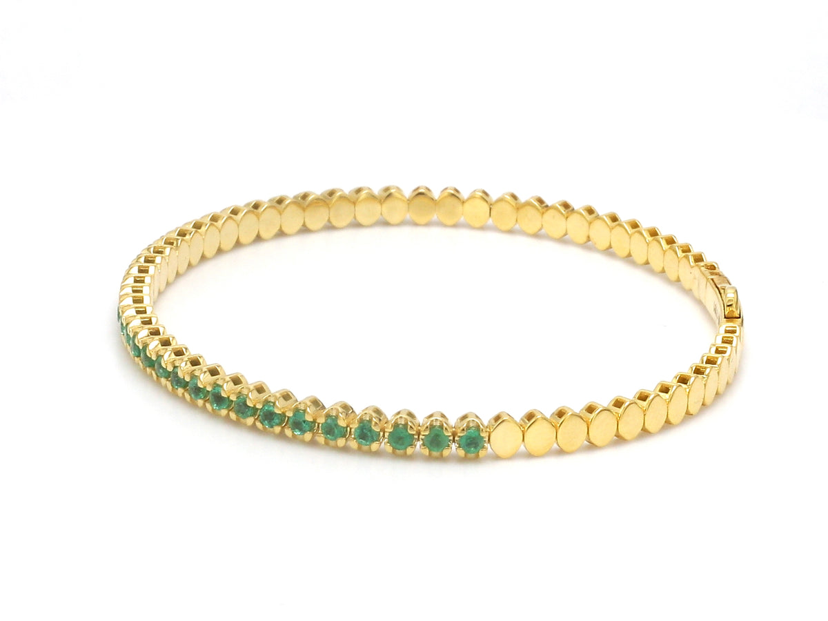 Emerald Round Bangle Bracelet