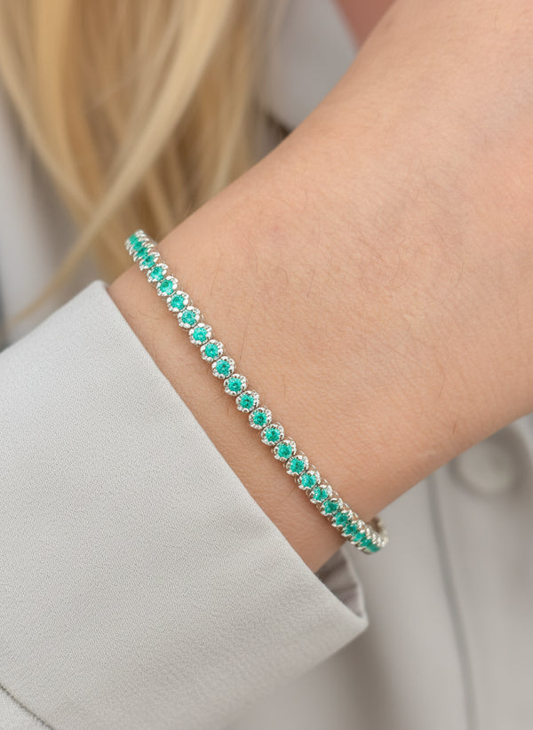 Emerald Round Bangle Bracelet