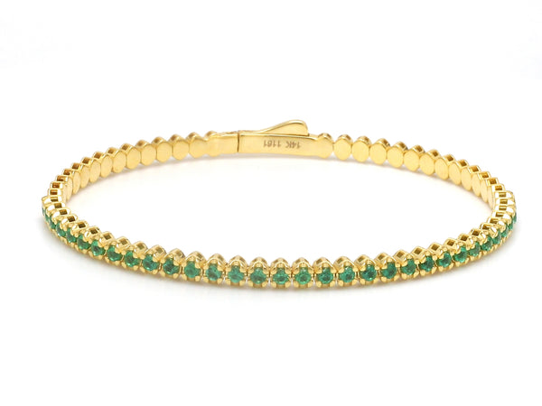 Emerald Round Bangle Bracelet