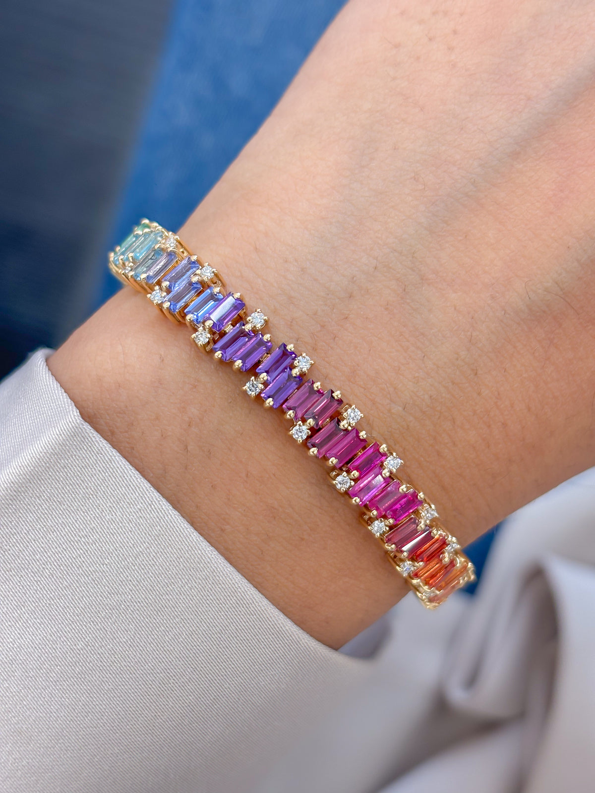 Rainbow Gemstone Diamond Bracelet
