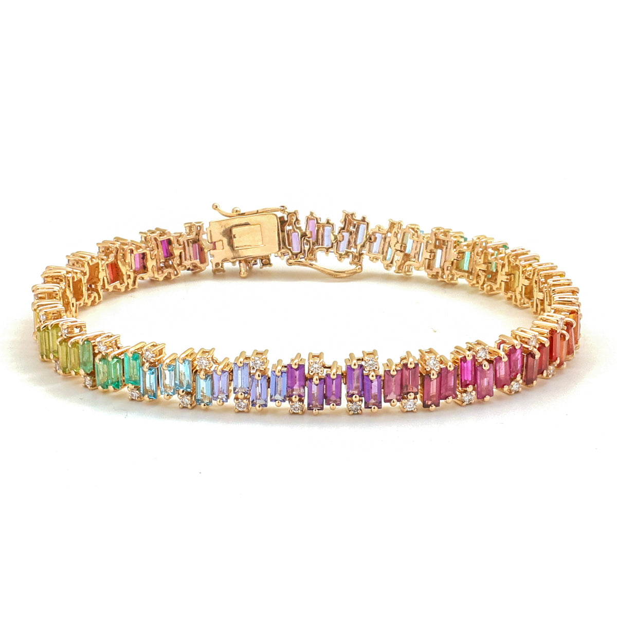 Rainbow Gemstone Diamond Bracelet