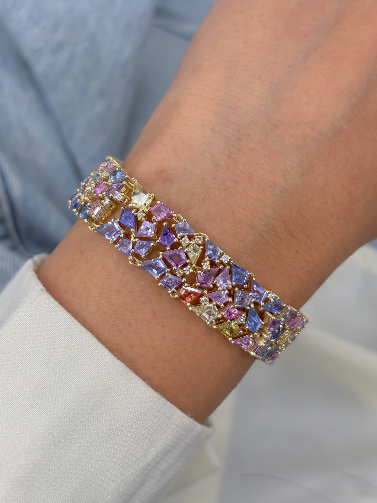 Rainbow Sapphire Diamond Bracelet