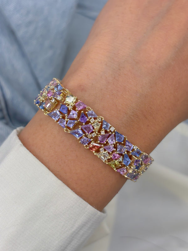 Rainbow Sapphire Diamond Bracelet