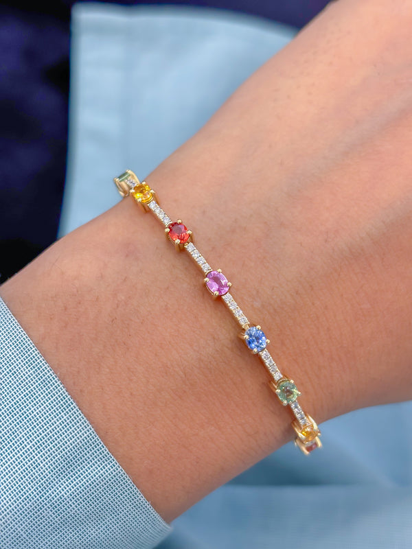 Rainbow Sapphire Diamond Bracelet