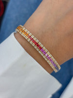 Rainbow Sapphire Diamond Bracelet
