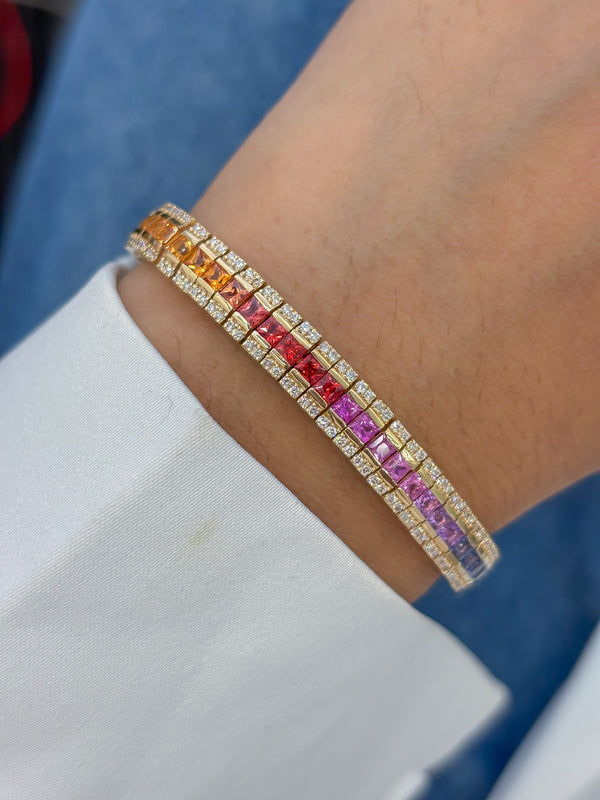 Rainbow Sapphire Diamond Bracelet
