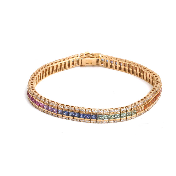 Rainbow Sapphire Diamond Bracelet