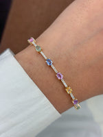 Rainbow Sapphire Diamond Bracelet