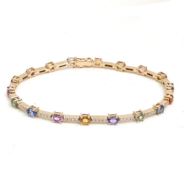 Rainbow Sapphire Diamond Bracelet
