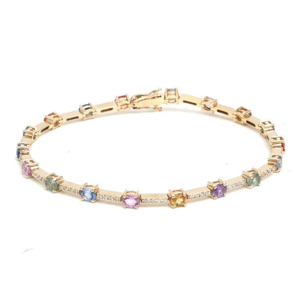 Rainbow Sapphire Diamond Bracelet