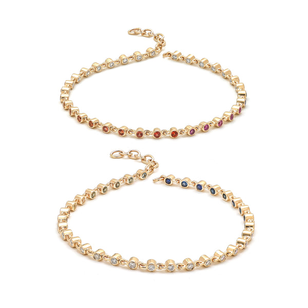 Rainbow Sapphire Diamond Bracelet