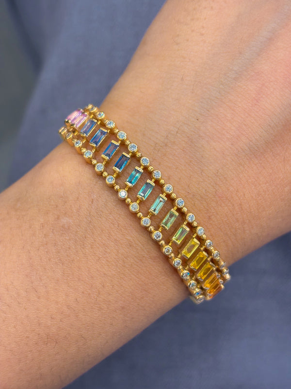 Rainbow Sapphire Diamond Bracelet