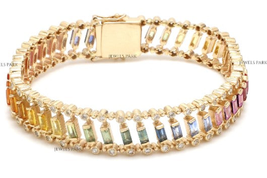 Rainbow Sapphire Diamond Bracelet