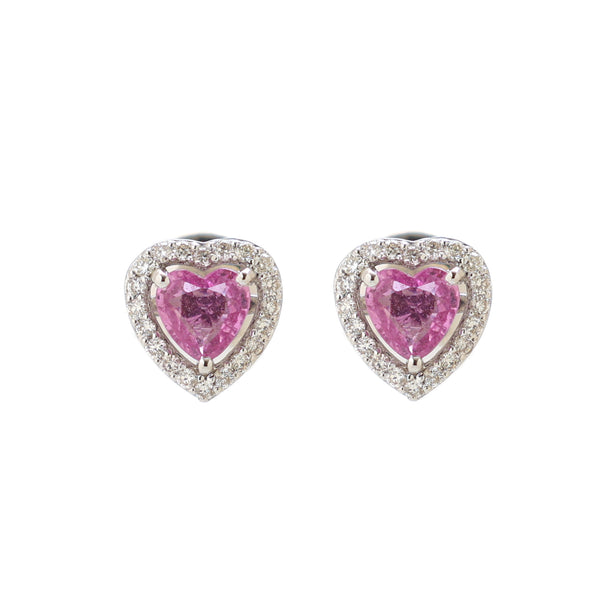 Pink Sapphire Diamond Earrings
