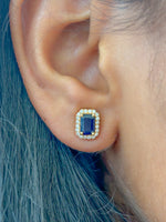 Blue Sapphire Diamond Earrings
