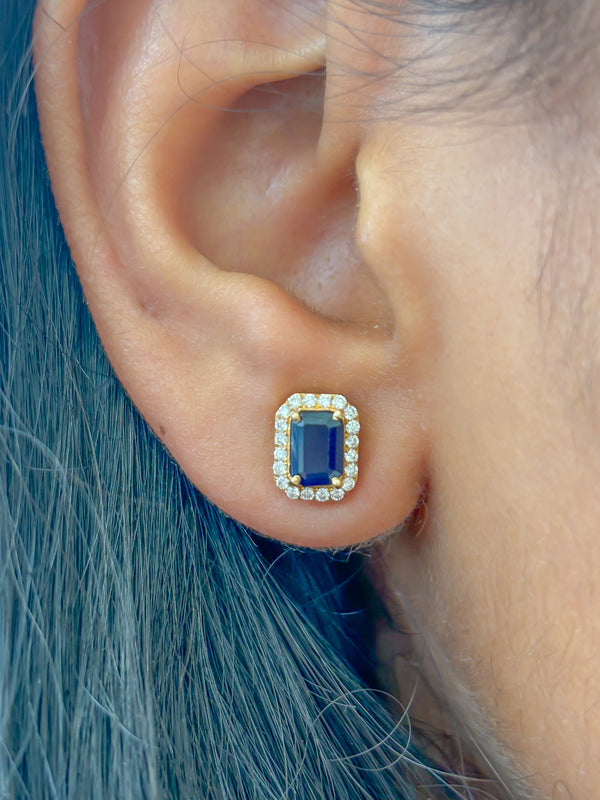 Blue Sapphire Diamond Earrings