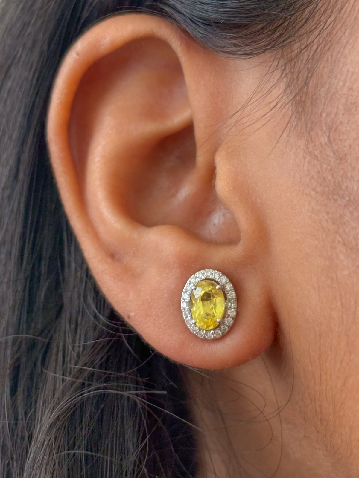 Yellow Sapphire Diamond Earrings