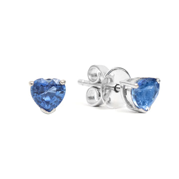 Blue Sapphire Heart Studs