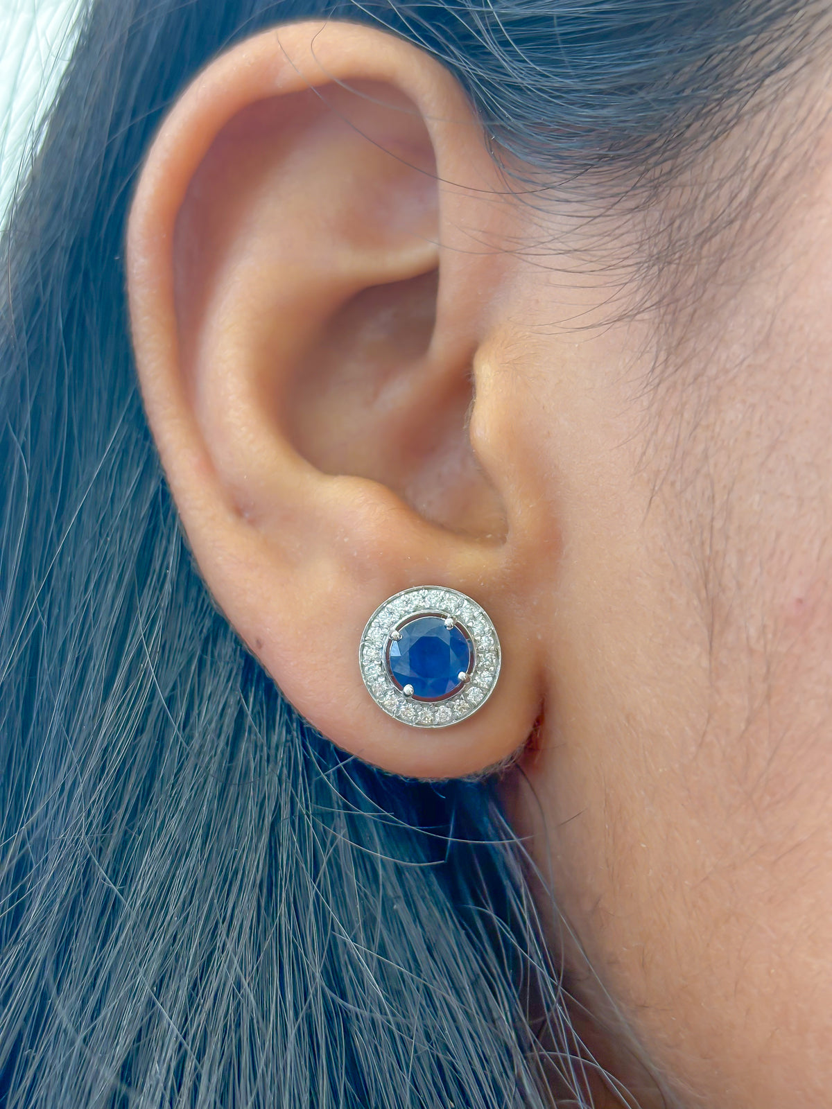 Blue Sapphire Diamond Earrings