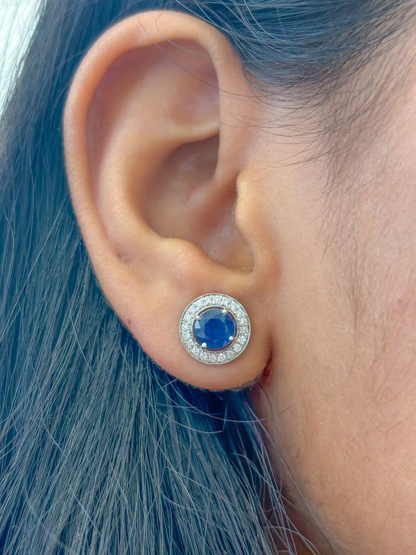 Blue Sapphire Diamond Earrings