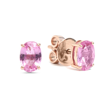 Pink Sapphire Oval Studs