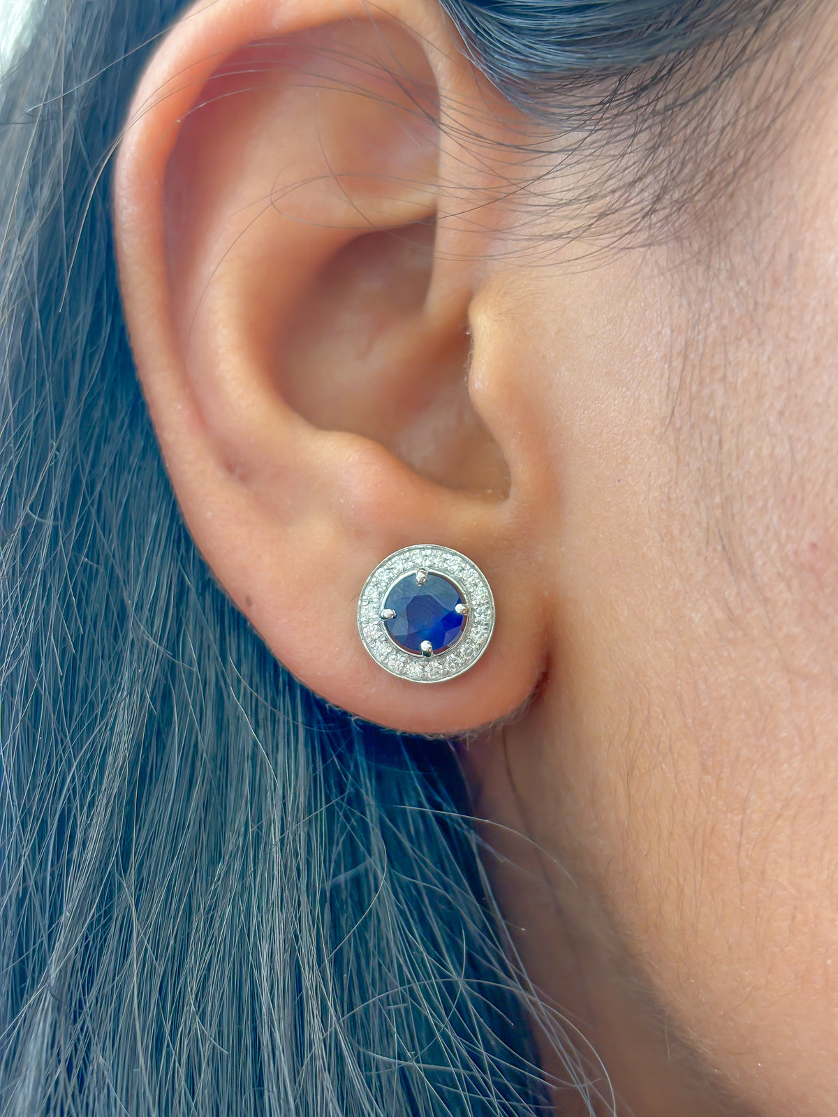 Blue Sapphire Diamond Earrings